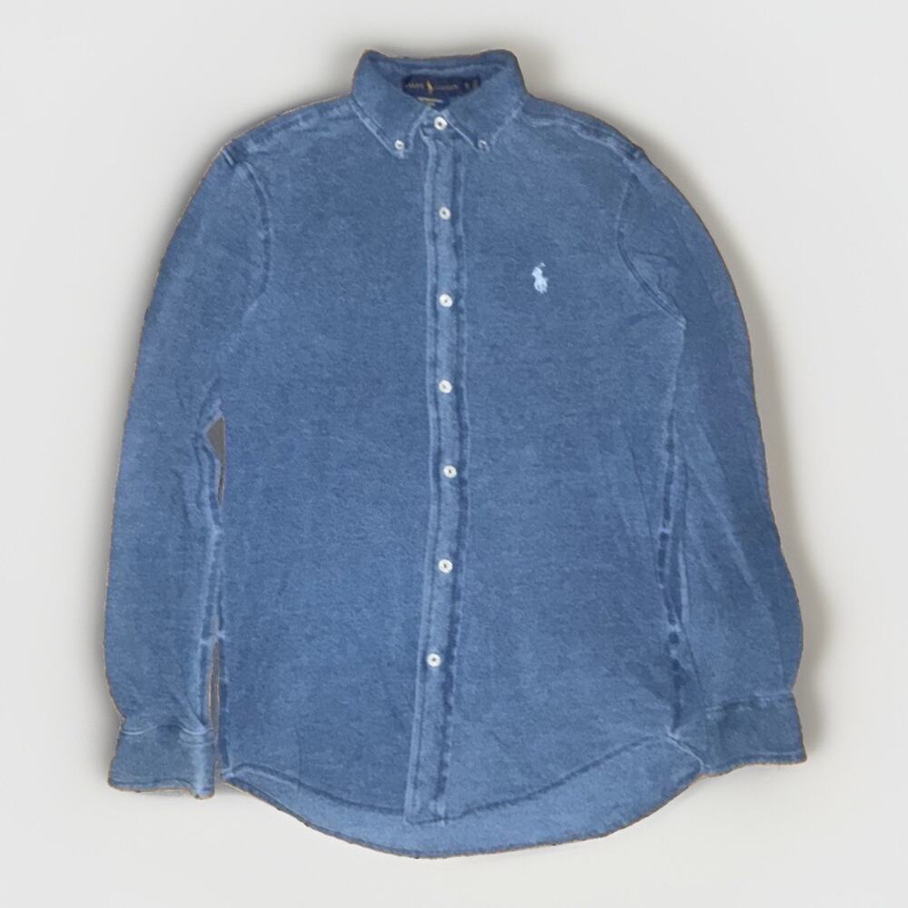 Ralph Lauren Featherweight Meat Button Up Shirt Blue Small 19x25 - Picture 1 of 4